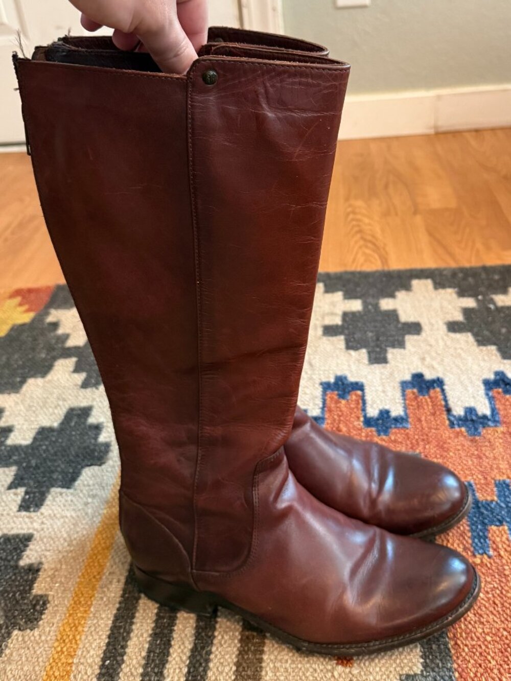 FRYE Paige Leather Riding Equestrian Tall Boots Burgundy US Women's Size 8